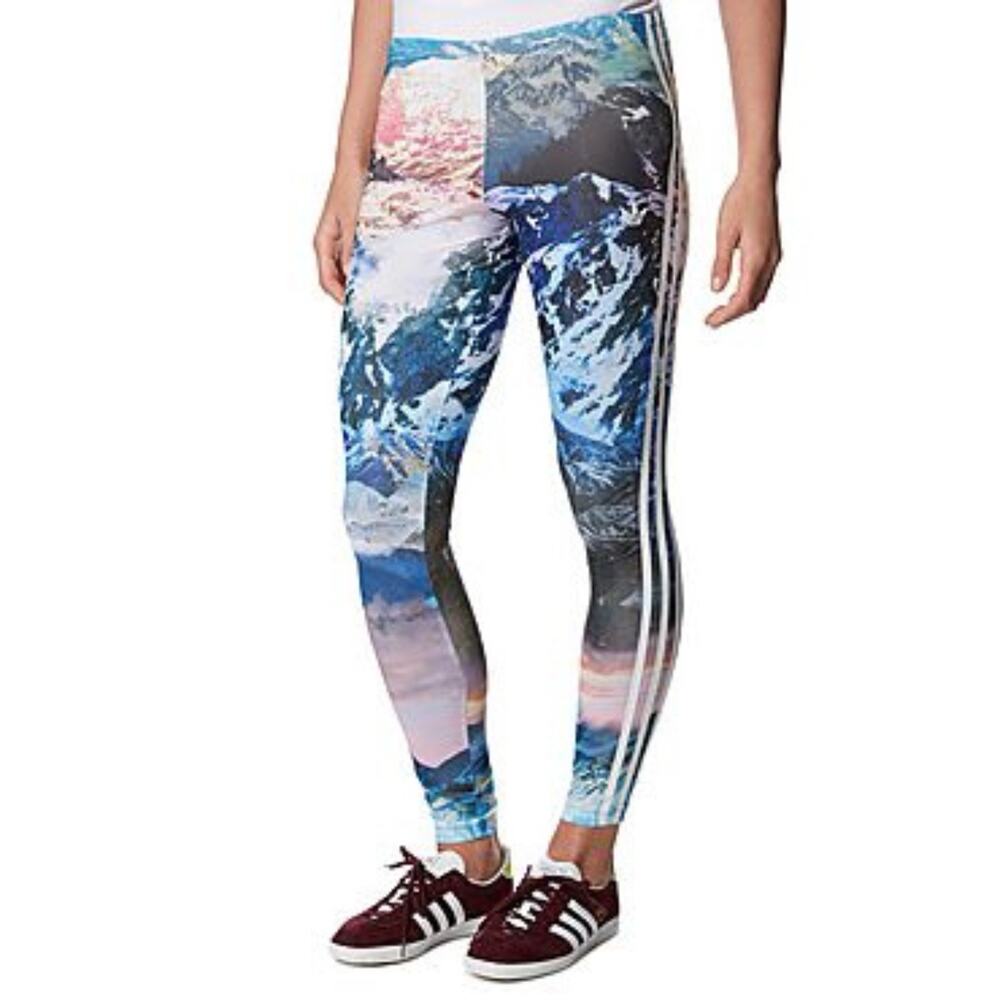 Adidas Originals Mountain Clash Leggings Women’s XS Mountain Print 3 Stripe